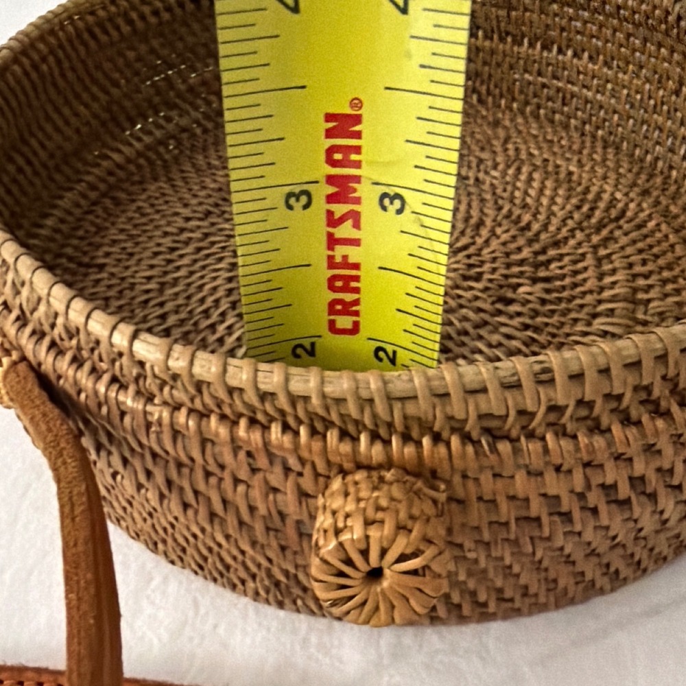 Woven Round Crossbody Bag in Brown - Picture 7 of 11